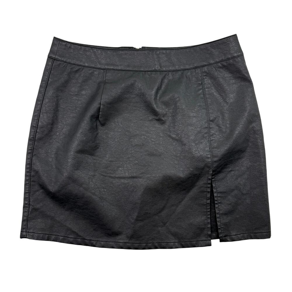 Lioness Faux Leather Mini Skirt Black High Rise Size M Minimal Glam Modern